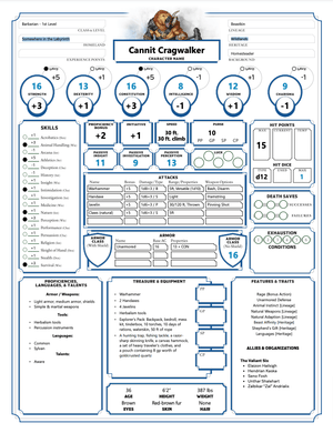 Tales of the Valiant: Character Sheet - Cannit Cragwalker (PDF) - Steamforged Games