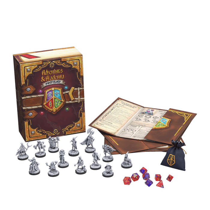Adventures & Academia Kickstarter Box & Dice